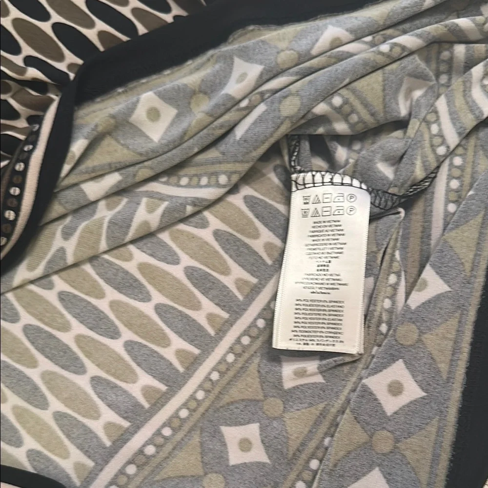 Michael Kors Elegant Black, olive green and taupe Patterned Dress size 4P - Picture 12 of 12